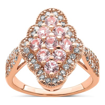 Rose Gold-Plated Sterling Silver Crystal & CZ Ring