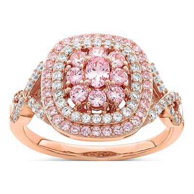 Rose Gold-Plated Sterling Silver CZ Ring