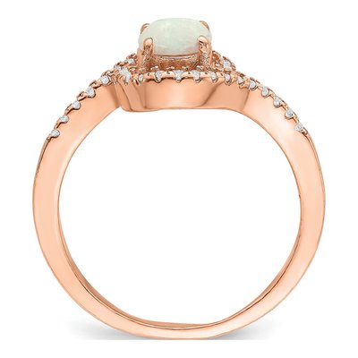 Rose Gold-Plated Sterling Silver Lab-Created Opal & CZ Halo Ring – view 3