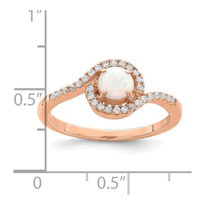 Rose Gold-Plated Sterling Silver Lab-Created Opal & CZ Halo Ring – view 6