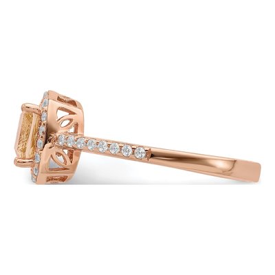 Rose Gold-Plated Sterling Silver CZ Halo Ring – view 4