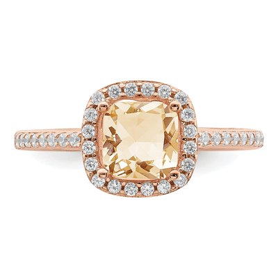 Rose Gold-Plated Sterling Silver CZ Halo Ring – view 5