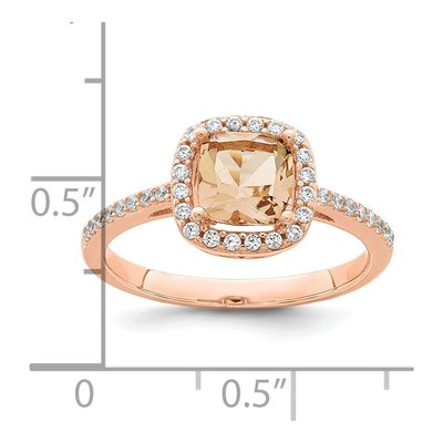 Rose Gold-Plated Sterling Silver CZ Halo Ring – view 6