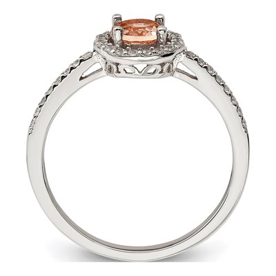 Rose Gold-Plated Sterling Silver CZ Peach Halo Ring – view 3