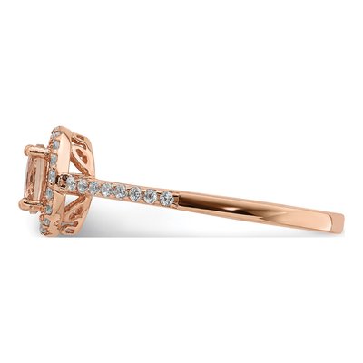 Rose Gold-Plated Sterling Silver CZ Peach Halo Ring – view 4