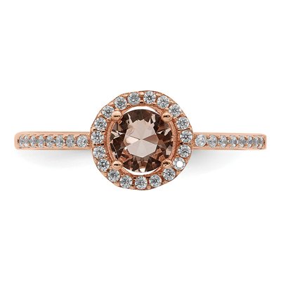 Rose Gold-Plated Sterling Silver CZ Peach Halo Ring – view 5
