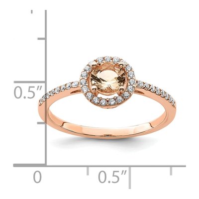 Rose Gold-Plated Sterling Silver CZ Peach Halo Ring – view 6
