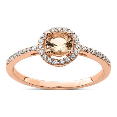 Rose Gold-Plated Sterling Silver CZ Peach Halo Ring