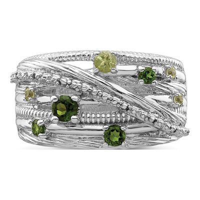 Sterling Silver Peridot Chrome Diopside Ring – view 6