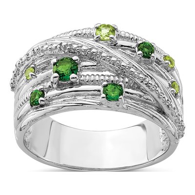Sterling Silver Peridot Chrome Diopside Ring