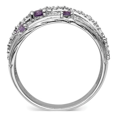 Sterling Silver Amethyst & Diamond Ring – view 3