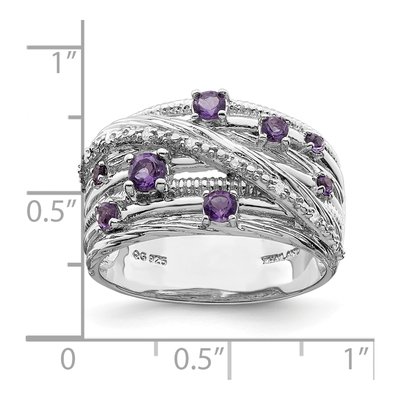Sterling Silver Amethyst & Diamond Ring – view 4