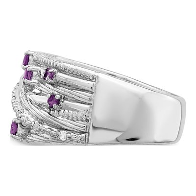 Sterling Silver Amethyst & Diamond Ring – view 5
