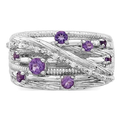 Sterling Silver Amethyst & Diamond Ring – view 6