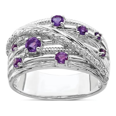 Sterling Silver Amethyst & Diamond Ring