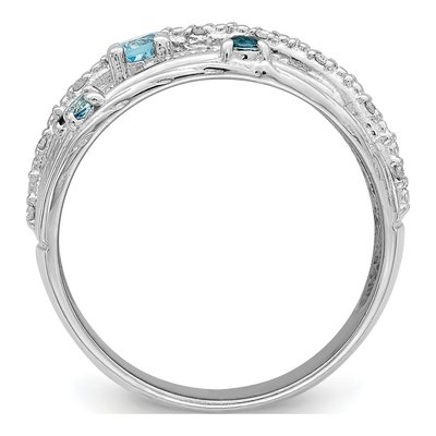 Sterling Silver London Blue Topaz & Diamond Ring – view 3