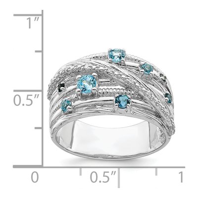 Sterling Silver London Blue Topaz & Diamond Ring – view 4