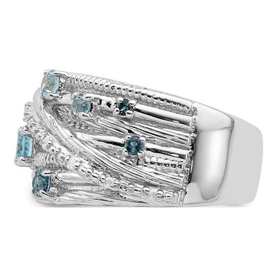 Sterling Silver London Blue Topaz & Diamond Ring – view 5