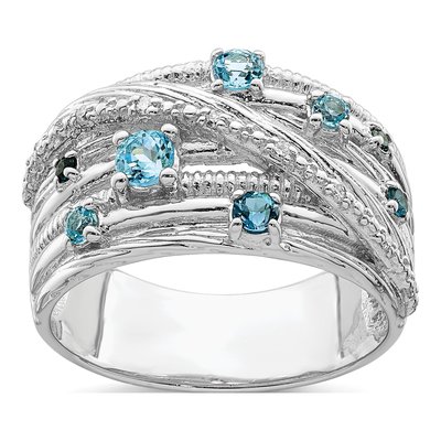 Sterling Silver London Blue Topaz & Diamond Ring