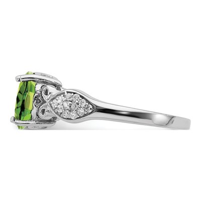 Sterling Silver Peridot & CZ Ring – view 4