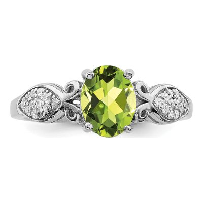 Sterling Silver Peridot & CZ Ring – view 5