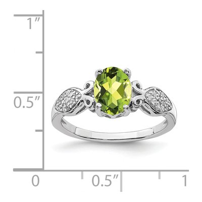 Sterling Silver Peridot & CZ Ring – view 6