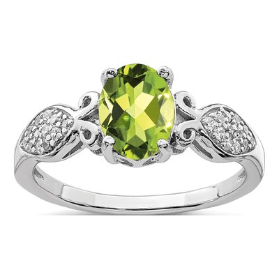 Sterling Silver Peridot & CZ Ring