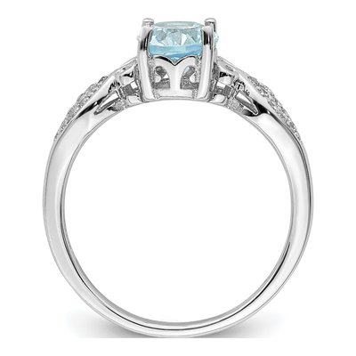 Sterling Silver Sky Blue Topaz & CZ Ring – view 3