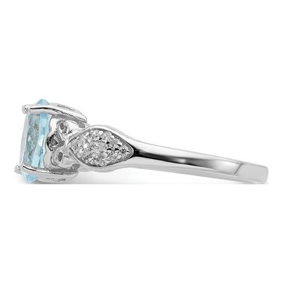 Sterling Silver Sky Blue Topaz & CZ Ring – view 4