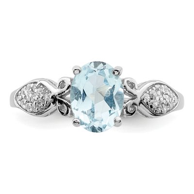 Sterling Silver Sky Blue Topaz & CZ Ring – view 5