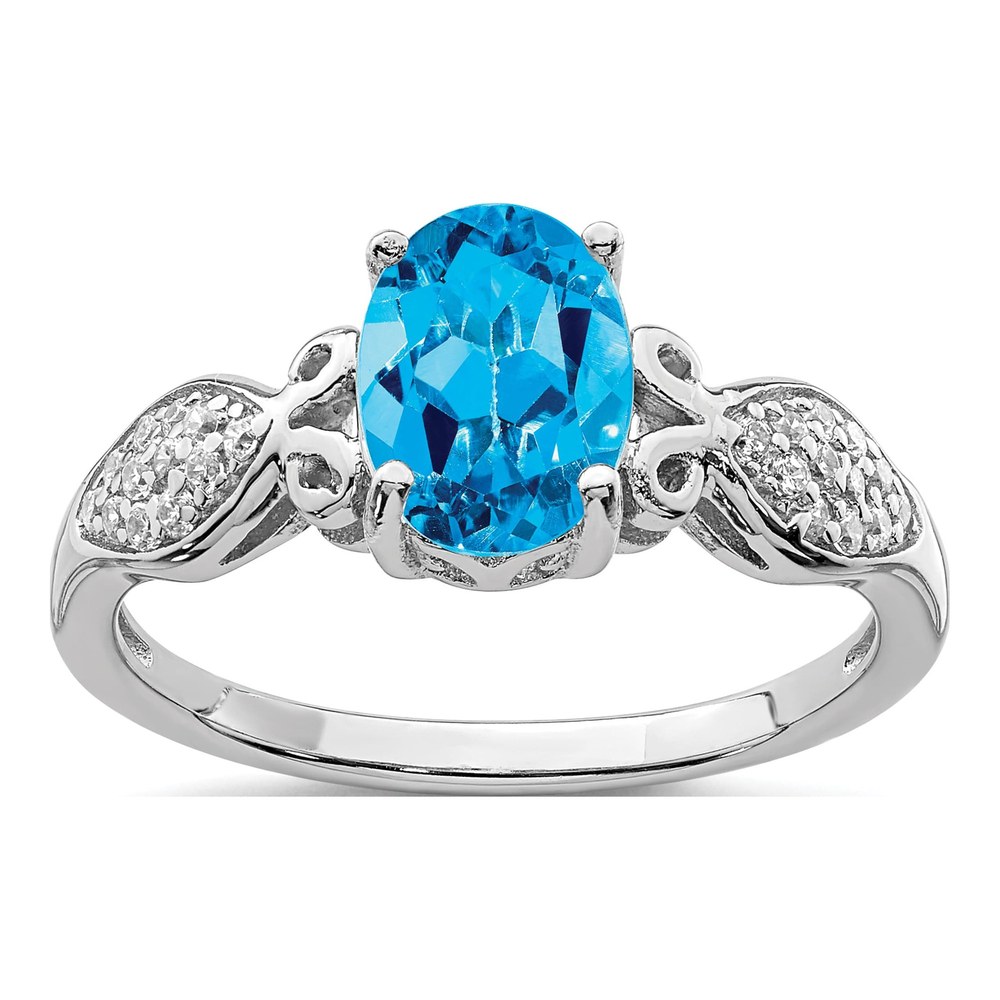 Sterling Silver Sky Blue Topaz & CZ Ring