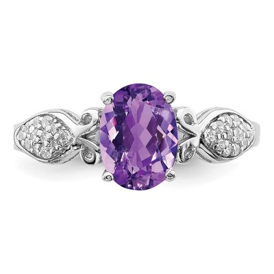 Sterling Silver Amethyst & CZ Ring – view 5