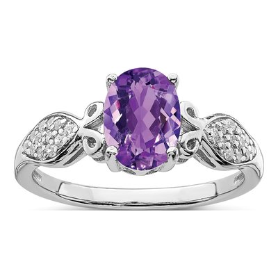 Sterling Silver Amethyst & CZ Ring