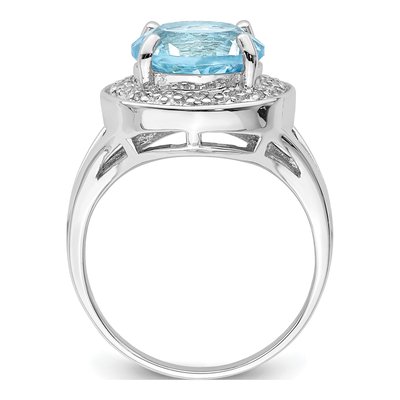 Sterling Silver Sky Blue Topaz & CZ Halo Ring – view 3