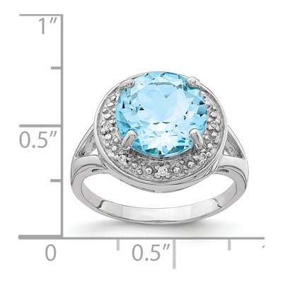 Sterling Silver Sky Blue Topaz & CZ Halo Ring – view 6