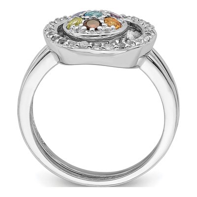 Sterling Silver Multi-Gemstone Halo Ring Set – view 3