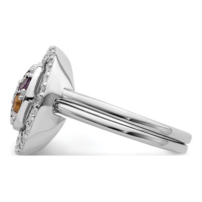 Sterling Silver Multi-Gemstone Halo Ring Set – view 4