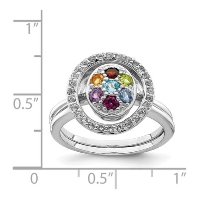 Sterling Silver Multi-Gemstone Halo Ring Set – view 5