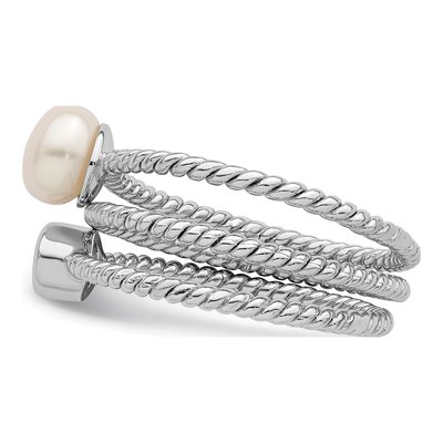 Sterling Silver Freshwater Pearl & CZ Ring Set of 3 – view 3
