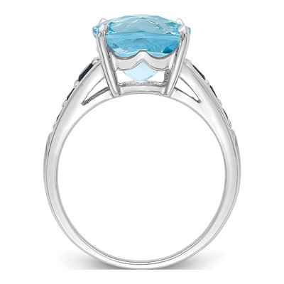 Sterling Silver Sky Blue Topaz & London Blue Topaz Cushion Ring – view 3