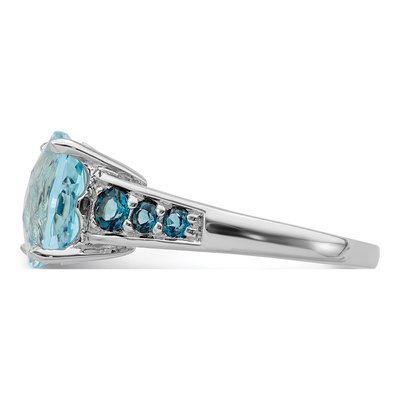 Sterling Silver Sky Blue Topaz & London Blue Topaz Cushion Ring – view 4