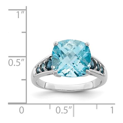 Sterling Silver Sky Blue Topaz & London Blue Topaz Cushion Ring – view 6