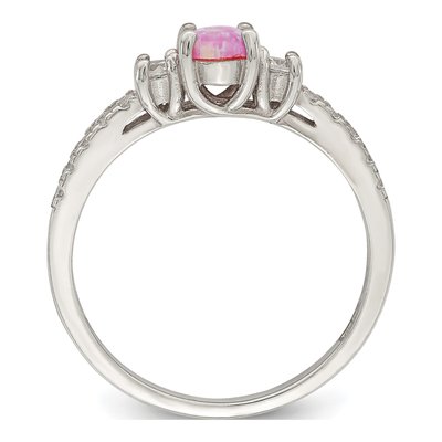 Rose Gold-Plated Sterling Silver Lab-Created Opal & CZ Ring – view 3