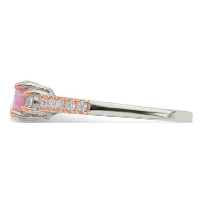 Rose Gold-Plated Sterling Silver Lab-Created Opal & CZ Ring – view 4