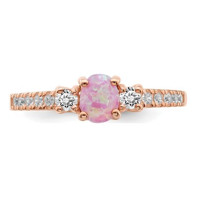 Rose Gold-Plated Sterling Silver Lab-Created Opal & CZ Ring – view 5