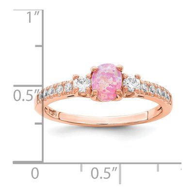 Rose Gold-Plated Sterling Silver Lab-Created Opal & CZ Ring – view 6