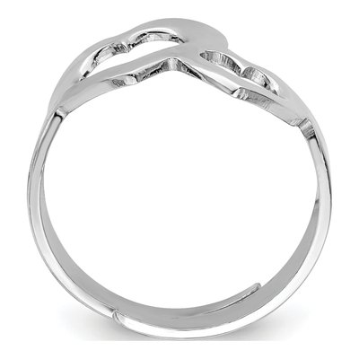Sterling Silver Two Hearts Adjustable Ring – view 2