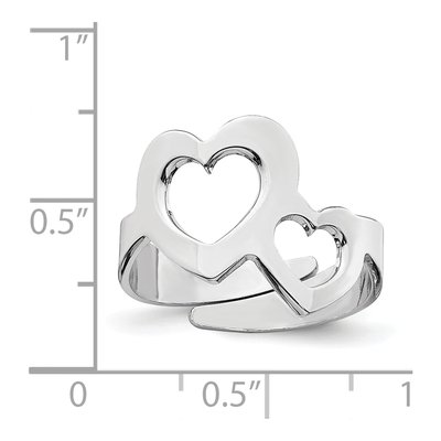 Sterling Silver Two Hearts Adjustable Ring – view 3
