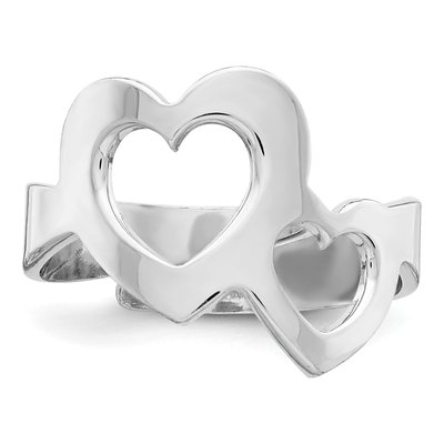 Sterling Silver Two Hearts Adjustable Ring – view 5