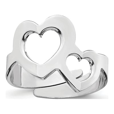 Sterling Silver Two Hearts Adjustable Ring
